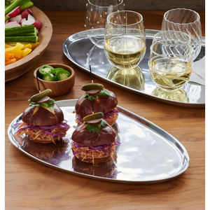 Bandeja para servir comida de Color plateado para restaurante de Hotel, vajilla para servir comida, bandeja para exportar en la India, forma ovalada - Product Image 2