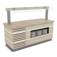 Buffet chauffant RMITMENT avec comptoir en céramique et acier inoxydable, dimensions personnalisées, vitrine de présentation pour restaurant et hôtel