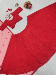 OEM Ethnique Lehenga Jeu Semi Cousu Faux Georgette avec Micro Doublure Paillettes et Fil de Travail Fournisseur en Gros - Product Image 2