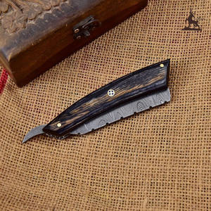 Maquinilla de afeitar de corte recto hecha a mano personalizada de acero de Damasco para afeitado en húmedo, cuchillos compatibles con OEM para barberos o salones - Product Image 5