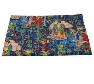 Frida Kahlo couverture matelassée en coton imprimé reine indienne couvre-lit fait à la main Kantha travail bohème lit décor jeter couverture - Product Image 6