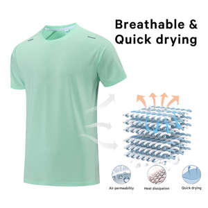 Alta calidad verano Fitness músculo secado rápido Tops entrenamiento impresión en blanco deportes correr gimnasio nailon personalizado camiseta hombres camisetas - Product Image 3