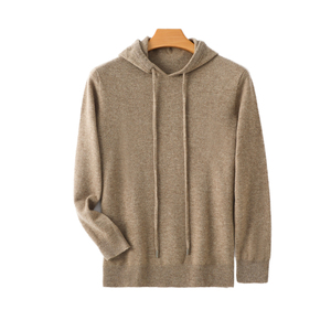 Automne hiver nouveaux hommes pull à capuche en cachemire 100% laine mérinos pull à capuche mâle tricots qualité doux pulls décontractés - Product Image 1