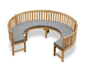 Banc de jardin extérieur en teck personnalisé, 3/4 circulaire, courbé, minimaliste, moderne, durable, résistant à l'eau, pour parc, patio, restaurant, complexe hôtelier - Product Image 4