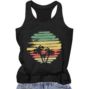 Camiseta sin Mangas con Estampado para Mujer, Tela Suave, para Gimnasio y Fitness - Product Image 1