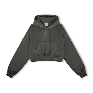 Qualité supérieure personnalisée femmes haut court à capuche décontracté femmes sweats à capuche pull recadrée surdimensionné femmes sweats à capuche - Product Image 3