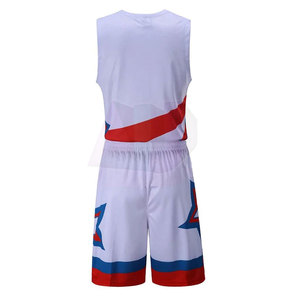 Ensemble d'uniformes de basketball 100 % polyester, grandes tailles, léger, respirant, tissu anti-humidité, sans manches, personnalisable - Product Image 2