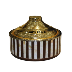 Mother Of Pearl Hotpot Diseño atractivo Cazuela hecha a mano Vajilla más vendida Mesa Lujo Nuevo calentador de alimentos de metal - Product Image 5