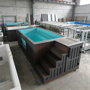 Piscina Familiar Pequeña de 3m x 5m, Estilo Madera, Spa Frío y Caliente, Piscina Elevada de Fibra de Vidrio - Product Image 4