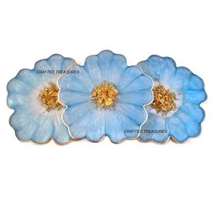 Dessous de verre artisanaux en résine artificielle Grands prix pour sous-verres époxy Inde avec sous-verres à fleurs en résine - Product Image 5