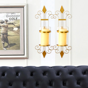 เชิงเทียนโลหะที่มีความทนทานพร้อมพิมพ์สเปรย์แก้วงานฝีมือสำหรับตกแต่งบ้าน-สำหรับห้องนั่งเล่นพื้นที่รับประทานอาหารห้องนอน & กิจกรรม - Product Image 1