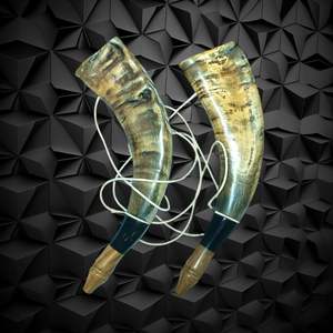 Corne à souffler nordique polie écologique en corne de buffle naturelle avec sangles en cuir - Style Feng Shui et religieux - Product Image 5