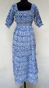 100% coton motif floral conception imprimé Maxi robe avec taille personnalisée tenue décontractée pour les femmes portant utilise robe de soirée article - Product Image 2