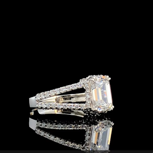 Anillo de Compromiso de Diamante Cultivado en Laboratorio con Certificación IGI de 2.50 CT, Corte Esmeralda, Oro Sólido de 14K, Anillo para Hombre - Product Image 3