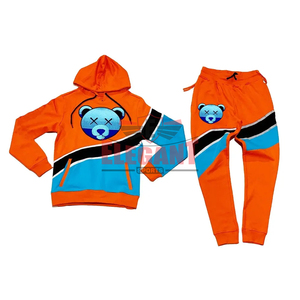 Chándal bordado con logotipo personalizado unisex con capucha, sudadera para hombre, conjuntos de capucha y Pantalones estampados abullonados - Product Image 1