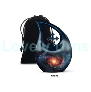 Beautiful Cross Tear Drop Galaxy Cremation Urn for Human Ashes Decorative Tear Drop Keepsake Urn With Free <b>Velvet</b> <b>Bag</b> - Product Image 3