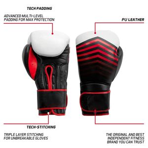 Guantes de boxeo de entrenamiento de cuero PU de alta calidad 100% profesional Guantes de boxeo unisex Guantes de boxeo ajustados ajustables - Product Image 3