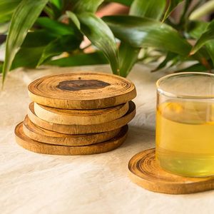 Juego de rodajas de madera natural redondas personalizadas al por mayor, vajilla de cocina, posavasos para tazas, características de sublimación, piedra, papel, corcho, pizarra - Product Image 2