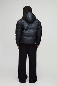 Chaqueta acolchada de gran tamaño negra personalizada, abrigo cálido de invierno con capucha, ropa de calle informal ligera para hombres - Product Image 2