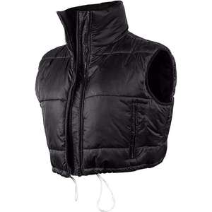 Gilet matelassé noir à capuche unisexe sans manches rembourré isolé chaud léger vêtements d'extérieur d'hiver fermeture éclair style col montant - Product Image 1