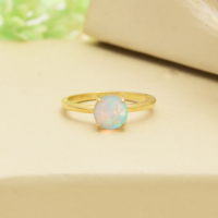 Bague solitaire en opale d'Éthiopie naturelle, taille cabochon, qualité 3A, sertie de griffes, nouveau design, en argent massif 925, pour soirée