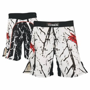 กางเกงมวยไทยขายส่งยอดนิยม ออกแบบเองได้ ยืดหยุ่นสูง แห้งเร็ว สีขาวดำ โพลีเอสเตอร์ 100% - Product Image 1