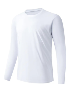 เสื้อกีฬาคอกลมสีทึบแห้งเร็วสำหรับผู้ชายเหมาะสำหรับฝึกเข้ายิมและฟิตเนสแขนยาว - Product Image 6