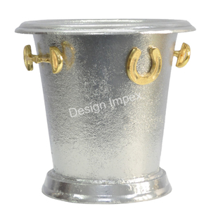 Venta al por mayor cubo de hielo decorativo dorado estilo herradura enfriador de vino precio al por mayor enfriador de vino-cerveza cubo de hielo diseño ecuestre - Product Image 2