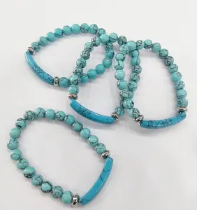 Groothandel Handgemaakte 8Mm Ronde Kristallen Kralen Natuursteen Kwarts Turquoise Edelsteen Armbanden Vrouwen Mannen Mode Sieraden Armbanden