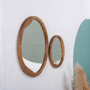 KALATRI Handmade Eco-Friendly <b>Lightweight</b> Classic Art Deco Asymmetrical Irregular Wavy Large Wooden Home Vanity Wall <b>Mirror</b> Real - Product Image 1