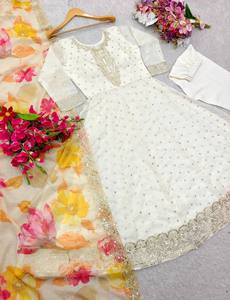 Party Wear Tebby Orgenza Anarkali <b>Gown</b> Pent and Dupatta With Heavy Embroidery Work - Product Image 3