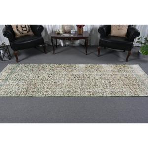 Tapis turc vintage, tapis de 3,1 x 9,2 pieds, tapis en laine vert patchwork - Product Image 3