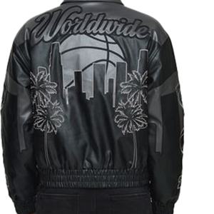 Personnalisable Vintage Zip-Up Hommes Université Veste Solide Motif Faux Cuir Baseball Bomber Avant Logo OEM Service Disponible - Product Image 5