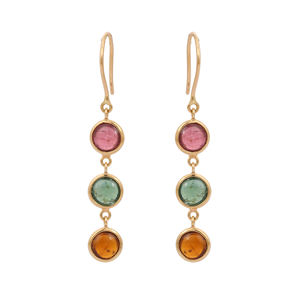 Best Selling Products Natural Round <b>Tourmaline</b> Dangle <b>Earring</b> 18K Solid Yellow Gold Gemstone <b>Earrings</b> Fine Jewelry for Women - Product Image 1