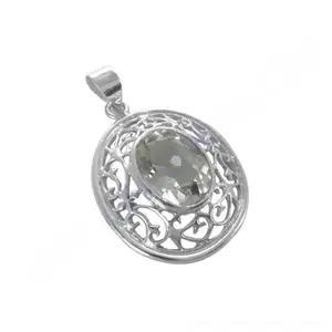 Colgante de Cuarzo Ovalado en Oro Rosa Hecho a Mano con Diseño de Filigrana - Product Image 3