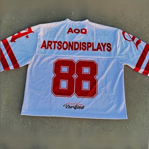 Camiseta de fútbol personalizada, camiseta de gran tamaño con apliques, parche bordado, francés, Terry, cuadrado, diamantes de imitación, camiseta desgastada Vintage para hombres - Product Image 3