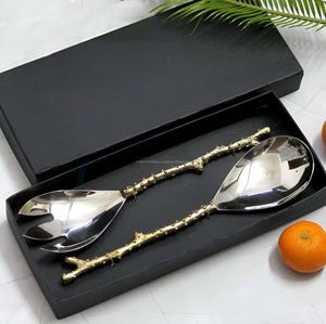 ชุดเซิร์ฟเวอร์สลัดด้ามจับสาขาต้นไม้ทองเหลืองคุณภาพสูงหรูหรา - Product Image 5