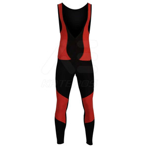 Men's Red Black Color Blocked Bib Tights Fitted Quick Dry Spandex Polyester <b>Cycling</b> Wear Long Length Adult Size - Product Image 3