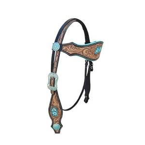 Ensemble serre-tête et collier de poitrine en cuir Western Handtooled Bride de cheval confortable de qualité supérieure - Product Image 2