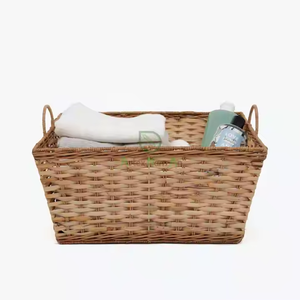 Cesta de lavandería de ratán hecha a mano con asas fuertes para un conveniente Almacenamiento de toallas y organización del hogar - Product Image 3