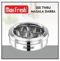 Boîte à épices transparente en acier inoxydable Maxfresh avec 7 compartiments et 1 cuillère, étanche, compatible lave-vaisselle, écologique, de haute qualité
