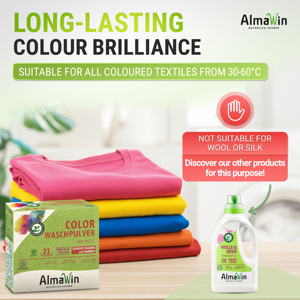 AlmaWin RTS 3 Color Washing Powder Linden Blossom 1Kg - 21 Loads Vegan Organic <b>Laundry</b> <b>Detergent</b> Baby - Product Image 2