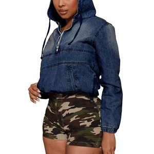 Nuevo Conjunto de Dos Piezas de Mezclilla para Mujer, Primavera 2026, Chaqueta Corta sin Espalda y Pantalones Cortos, Estilo Urbano, Transpirable, Ropa Casual - Product Image 4