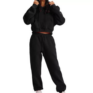 Nouveau Style femmes 2 pièces survêtement ensemble recadrée sweat à capuche sweat pantalons de survêtement étiquette personnalisée hiver hauts court Long disponible 2026 - Product Image 6