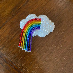 Flashy <b>Rainbow</b> Moonstone Cloud Shape Beads Smooth Carved Cloud Gemstone Charms - Product Image 1