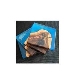 Custom Natural <b>Wood</b> and Resin Tea Cup Coaster Classic Style for Home Hotel Restaurant Use Wholesale Price Handcrafted in India - Product Image 2