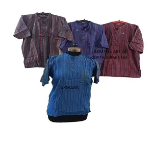 ผ้าฝ้าย kurta เนปาลฮิปปี้ sytle ครึ่งแขน ผ้าฝ้าย kurta จากอินเดีย ผ้าฝ้าย kurta ครึ่งแขนสําหรับฤดูหนาว - Product Image 1