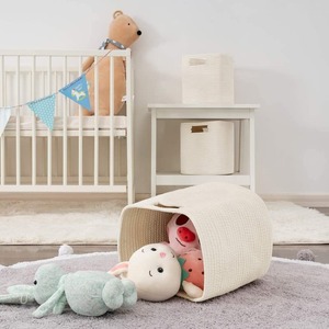 Wholesale Cotton Rope <b>Basket</b> with Handles Large Eco Friendly <b>Storage</b> Bin for Clothes <b>Toys</b> Towels Laundry Nursery Organizer - Product Image 1