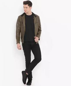 Veste en cuir croisé avec col montant en cuir PU, veste de moto en cuir décontractée fine pour homme, printemps et automne - Product Image 5