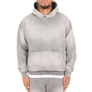 Sudadera con capucha y cremallera de alta calidad con efecto desgastado, estilo oversize, para hombre, otoño-invierno - Product Image 1